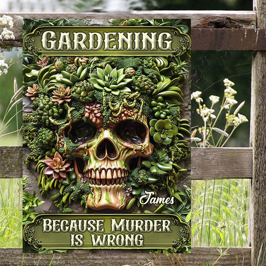 Gift For Gardeners - Personalized Gardening Rectangle Metal Sign