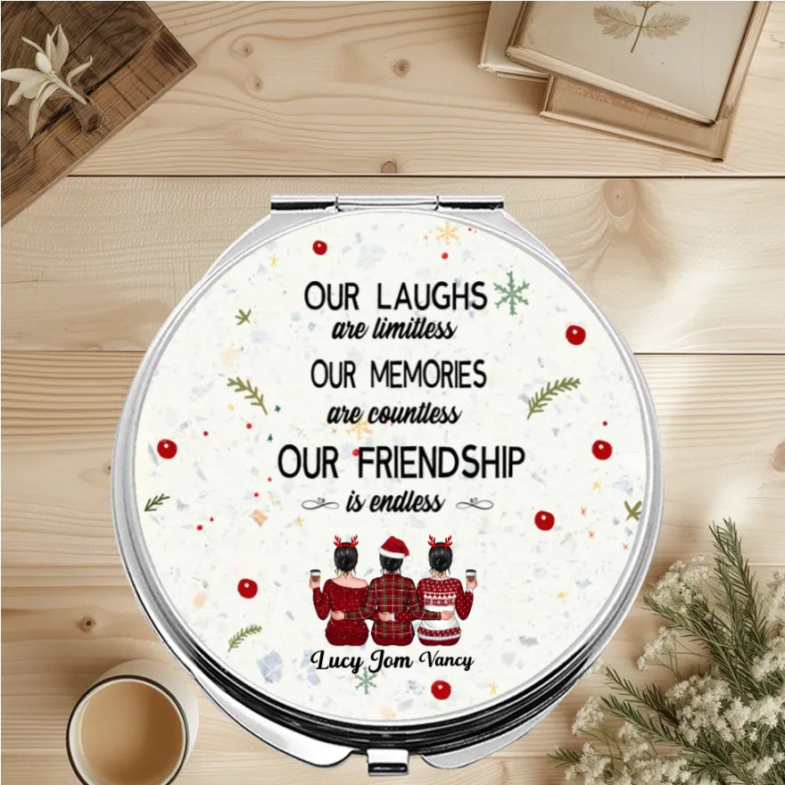Besties - Our Laughs Are Limitless Our Memories Are Countless Our Friendship Is Endless - Personalized Ornament, Beauty Tools, Jewelry, Cup, Plaque - Perfect Friendship Gift