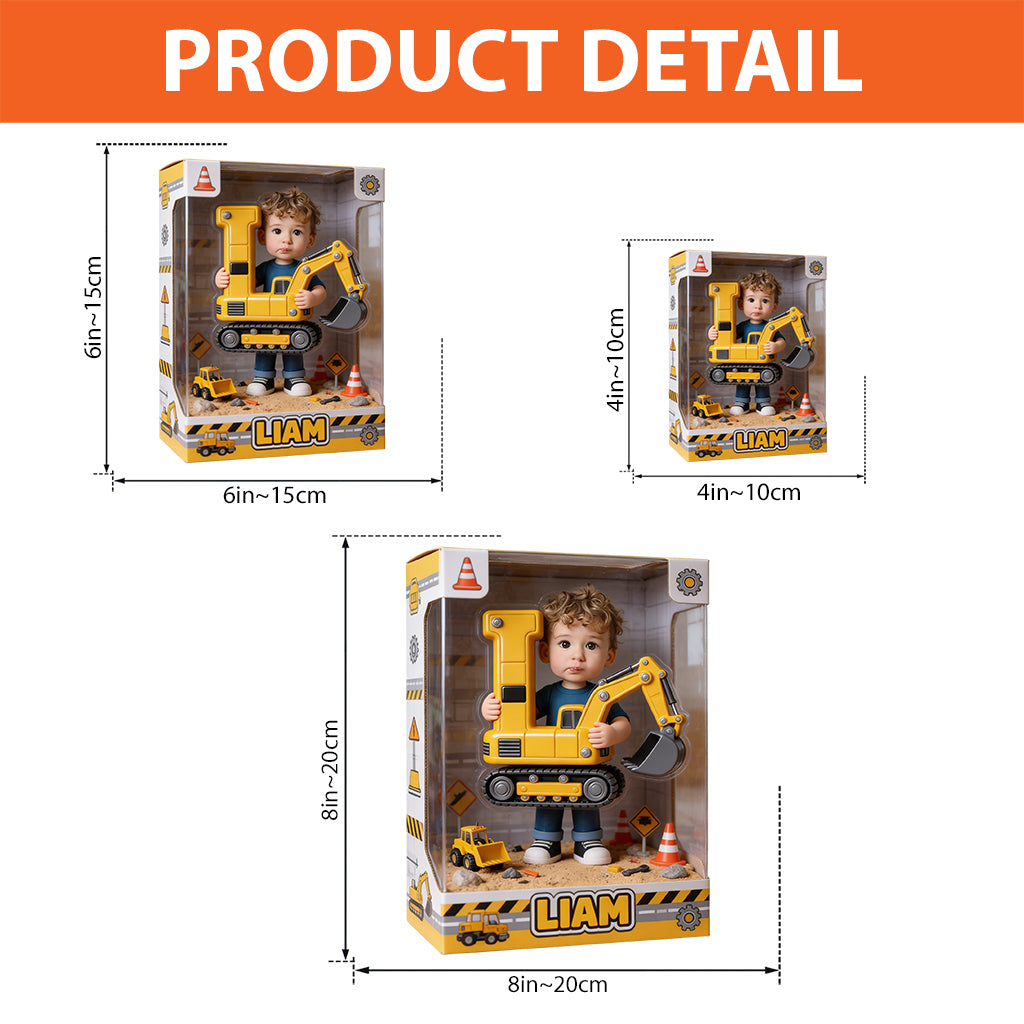 Excavator Alphabet Letter & Custom Photo - Personalized Kid Custom Shaped Acrylic Plaque
