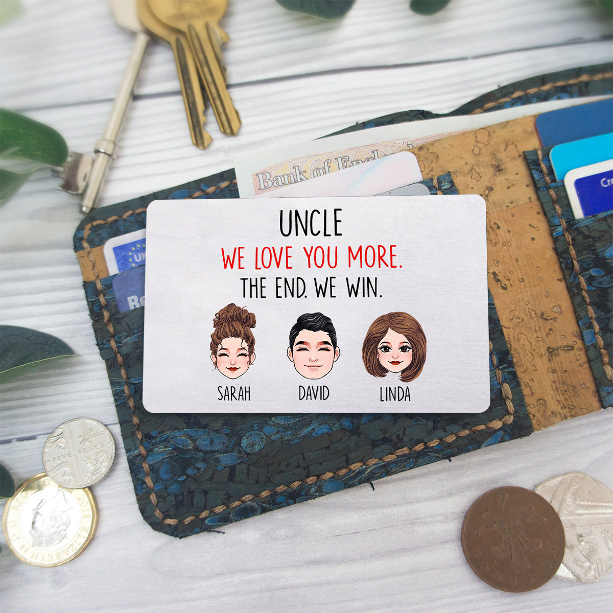 Dad I Love You More - Gift for dad, grandma, grandpa, mom, uncle, aunt, friend, brother, sister - Personalized Wallet Insert Card