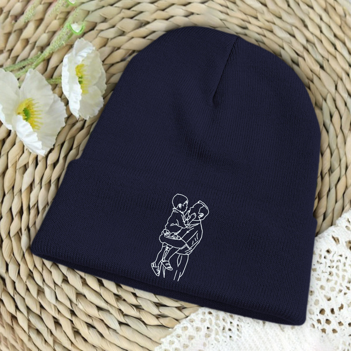 Custom Photo - Personalized Grandpa Embroidered Beanie