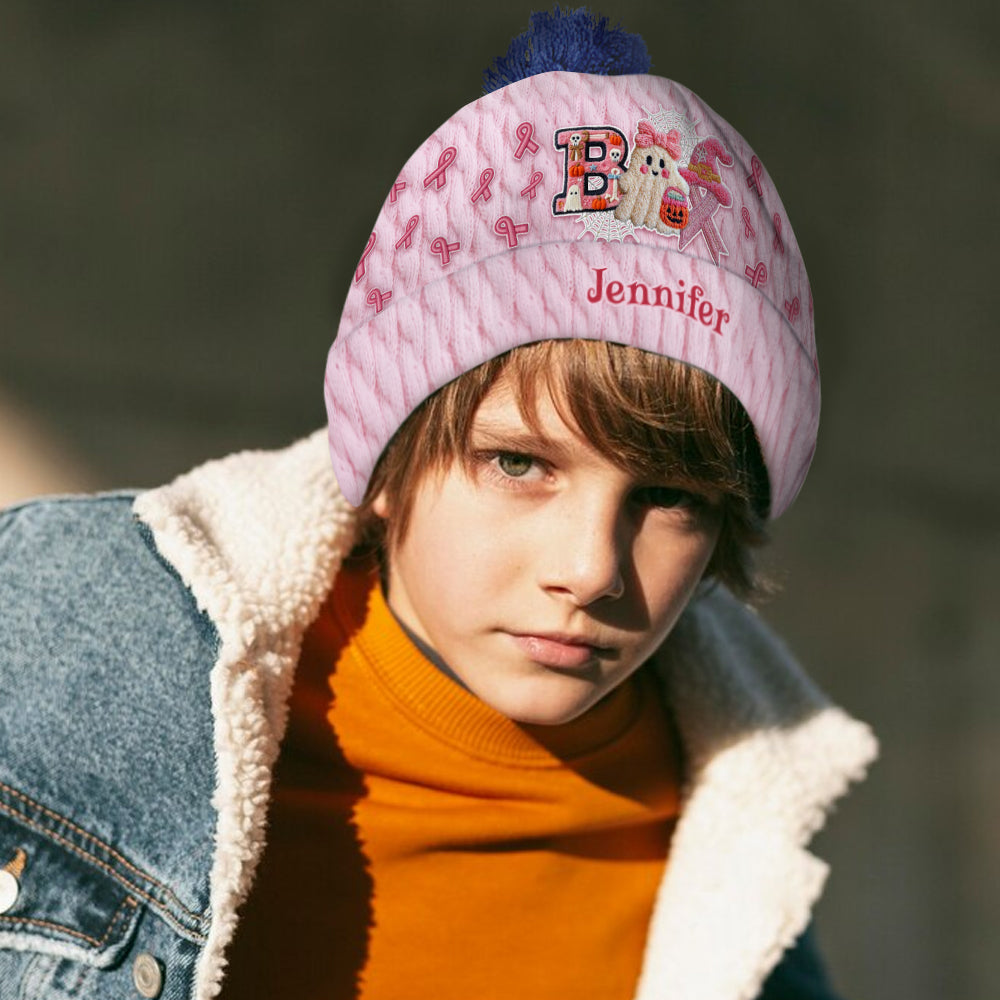 Ghost Breast Cancer Awareness - Personalized Breast Cancer Awareness Beanie Hat