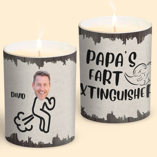 Fart Extinguisher - Gift for dad, grandma, grandpa, mom, uncle, aunt, son, daughter, brother, sister, granddaughter, grandson, husband, wife, boyfriend, girlfriend, friend - Personalized Candle With Wooden Lid