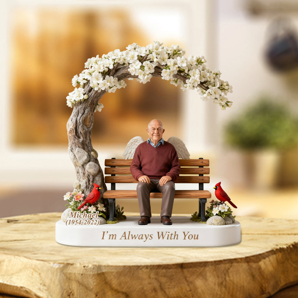 Custom Memorial Latin Grandma Bench Figurine - Personalized Funeral Remembrance Diorama Statue, Sympathy Loss of Grandma Wife Angel Family Keepsake