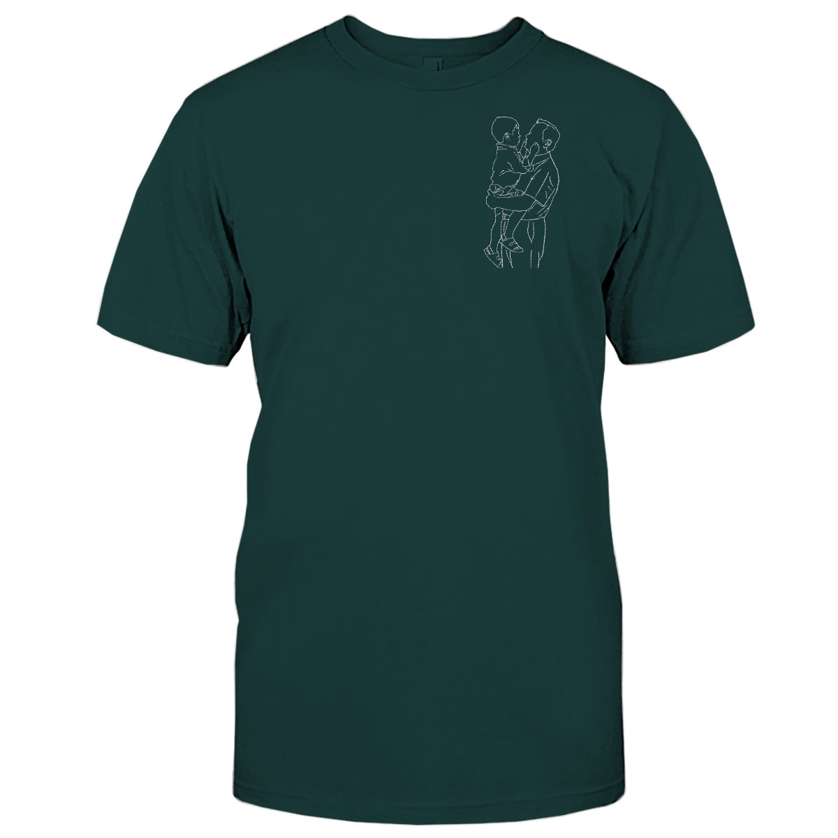 Custom Line Art - Personalized Grandpa Embroidered T-shirt