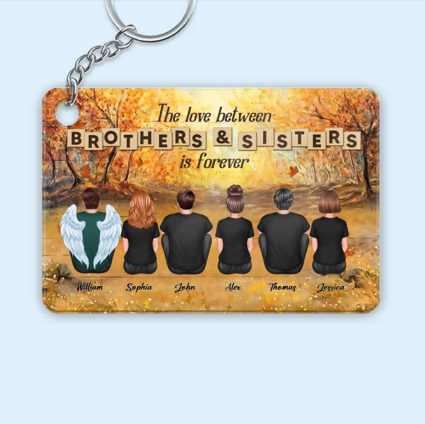 Personalized Brothers & Sisters Forever Poster or Canvas, Keychain, Plaque, Car Hanger, Wallet Card - Perfect Gift for Siblings, Memorial Keepsake