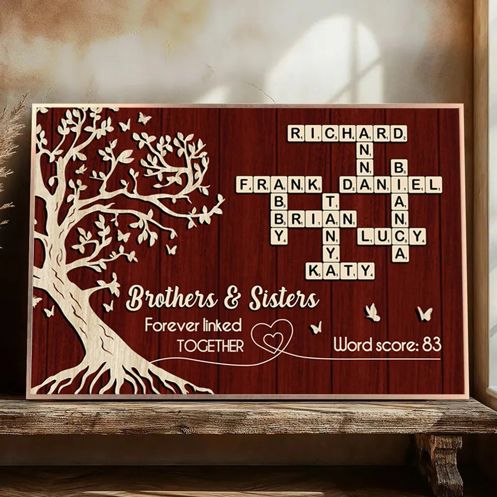Personalized Brothers & Sisters Crossword Poster – Custom Sibling Wall Art for a Unique Family Gift