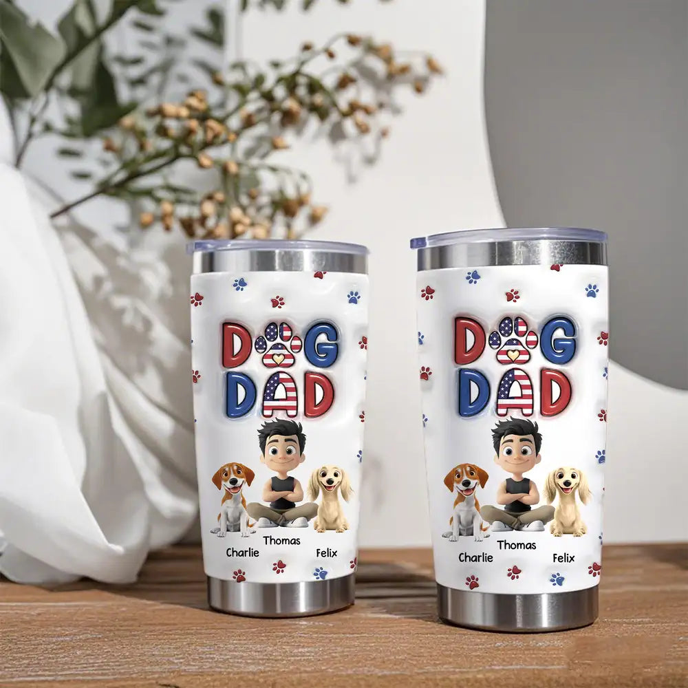 Cool Dog Dad Tumbler – Customizable Travel Mug for Dog Lovers – Perfect Gift for Dog Dads on Father’s Day or Birthdays