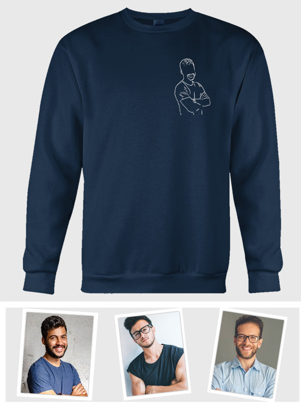 Custom Line Art - Personalized grandson Embroidered Sweater