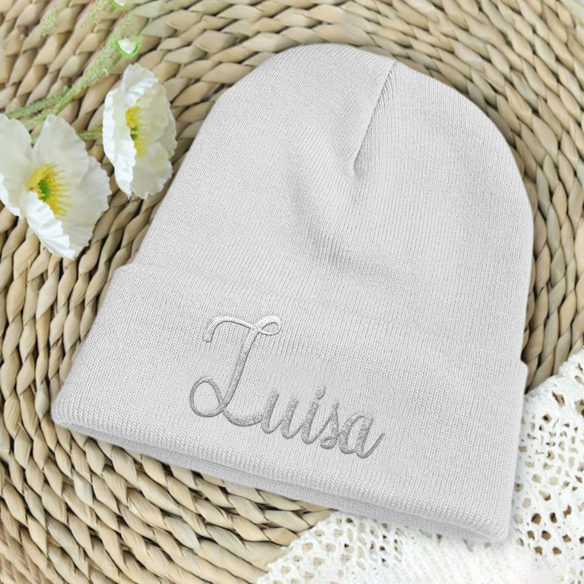 Custom Name - Personalized Couple Embroidered Beanie