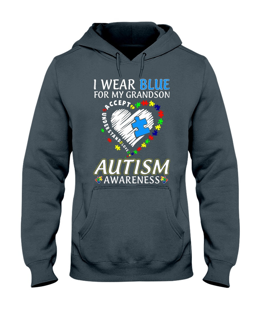 I Wear Blue For My Grandson - Autism Awareness T-shirt and Hoodie 0921