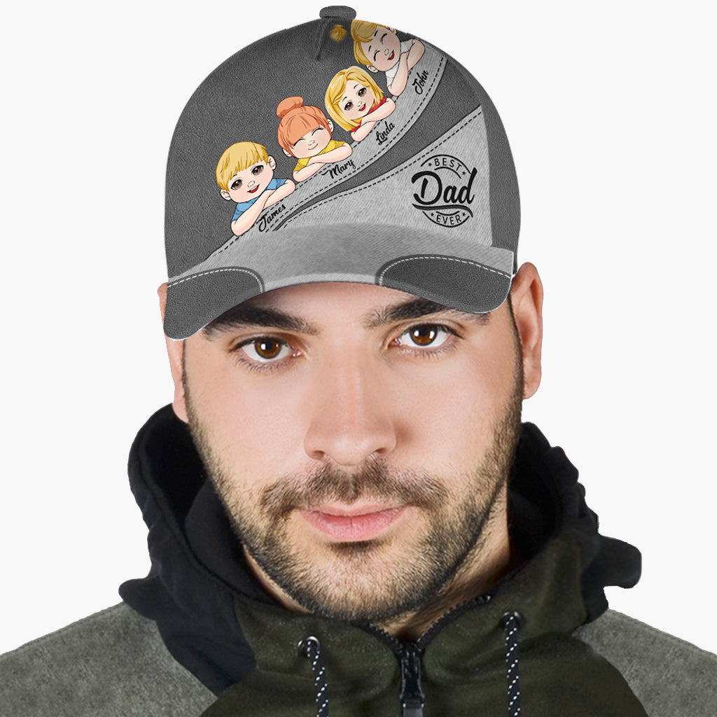 Best Dad Ever Cute Kids - Personalized Father Classic Cap