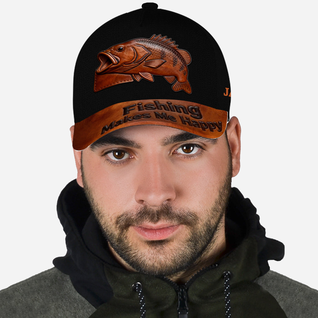 Fishing Makes Me Happy - Personalized Fishing Classic Cap