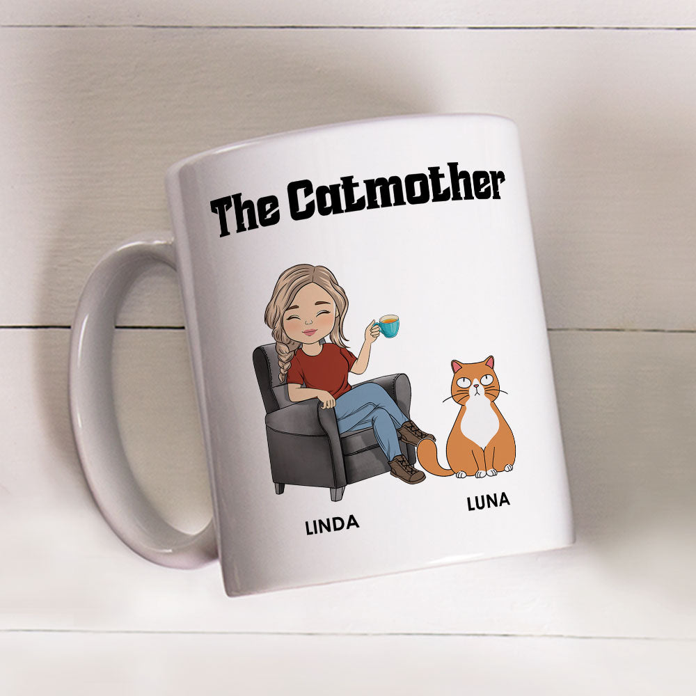 Personalized Beer Glass for Cat Dad – The Catfather Design with Cute Cats – Father's Day Gift for Pet Lovers