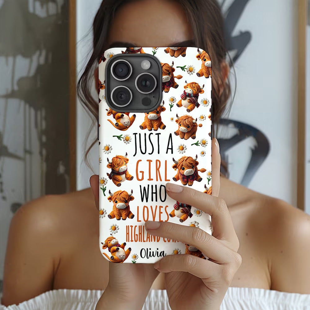 Just A Girl Who Loves Highland Cows - Personalized Highland Cow Full Print Phone Case