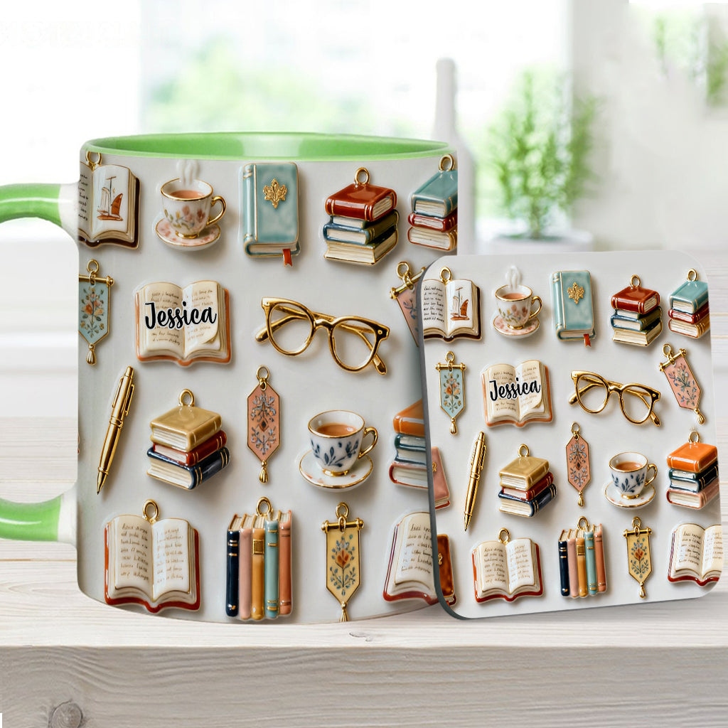 Just A Girl Who Loves Books - Personalized Book Accent Mug & Coaster