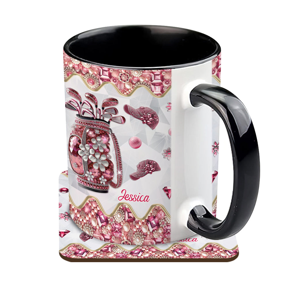 Just A Girl Who Loves Golf - Personalized Golf Accent Mug