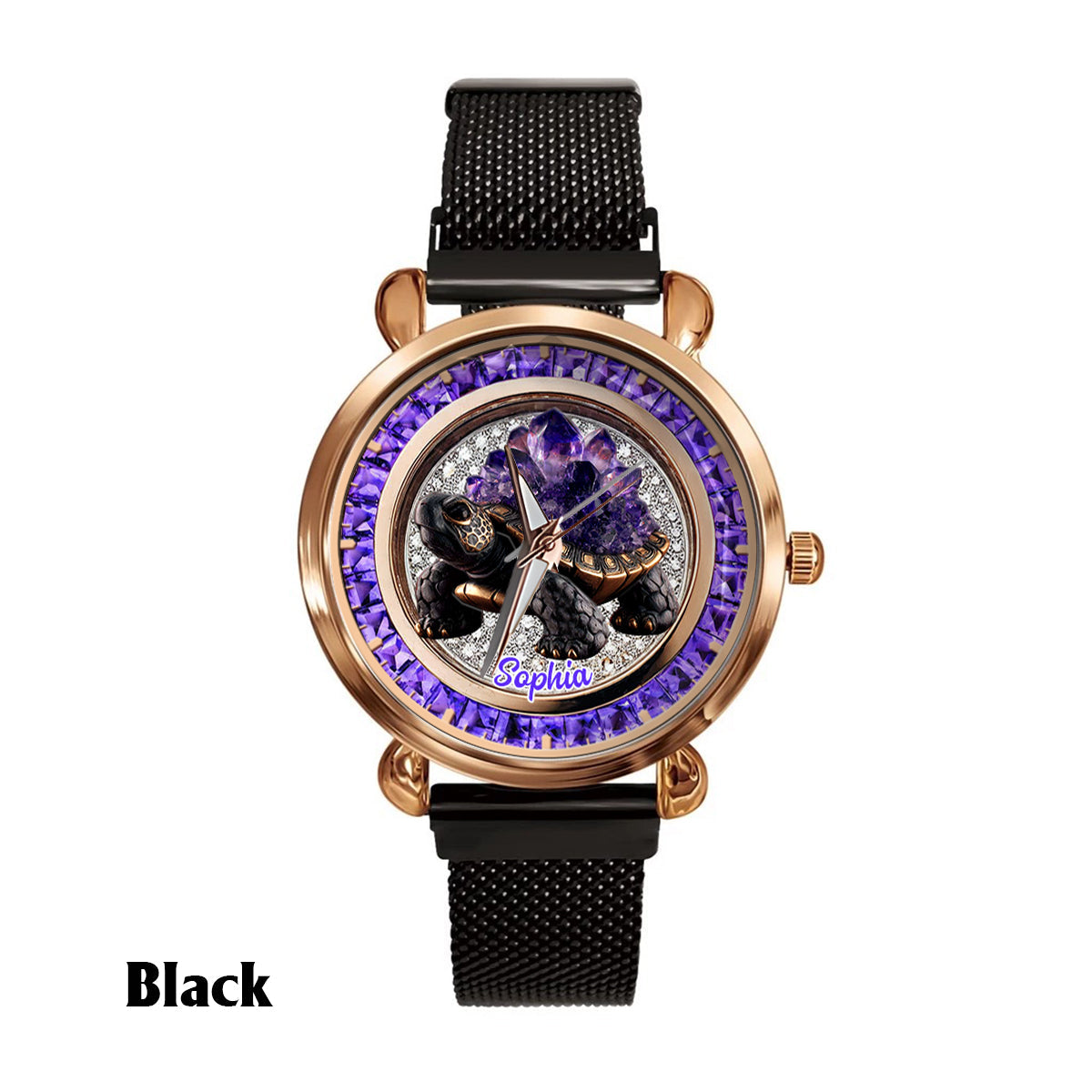 Amethyst/ Rose Quartz/ Ruby/... Style Turtle - Personalized Turtle Women Hand Watch