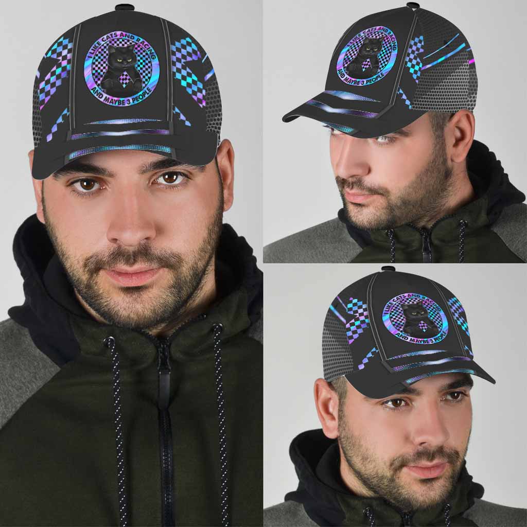 I Like Cats And Racing Cap With Printed Vent Holes