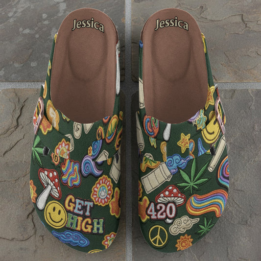 Green Buds Aesthetic - Personalized Weed Clogs With Arch Support