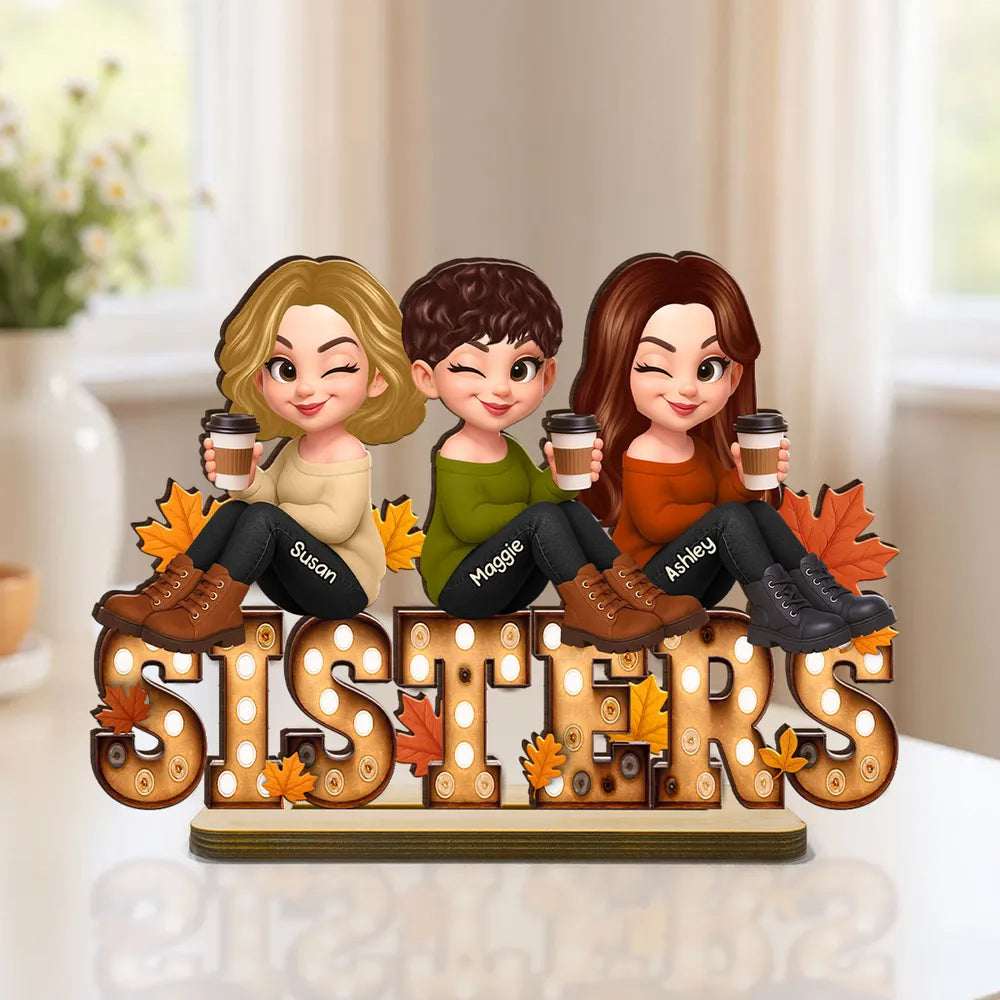 Flameless LED Candle with Besties Design, Cozy Autumn Ambience Light, Gift-Ready Keepsake for Friendship