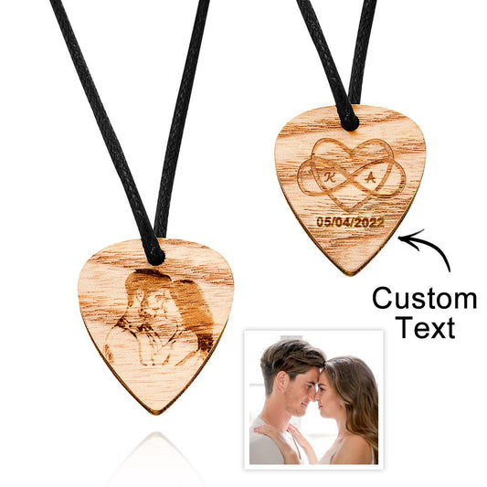 Forever And Always - Personalized Couple Photo Wooden Necklace