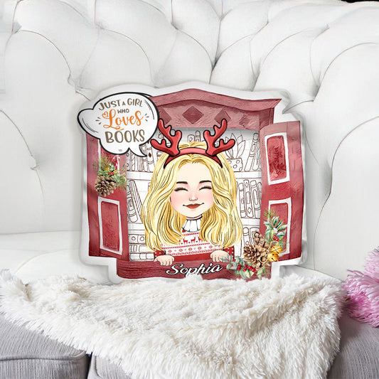 Just A Girl Who Loves Books - Personalized Book One-sided Shaped Pillow