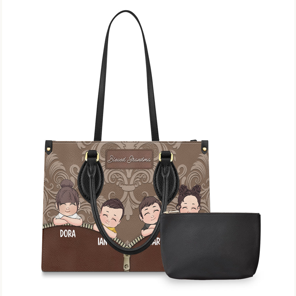 Blessed Grandma - Personalized Grandma Leather Handbag