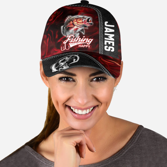 Fishing Makes Me Happy - Personalized Fishing Classic Cap