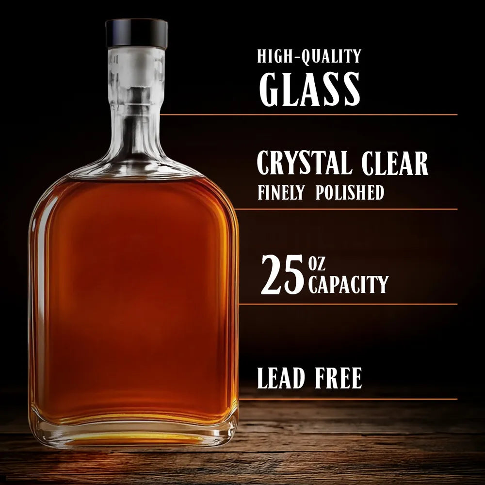 Personalized Glass Spirits Decanter with Funny Couple Illustration for Husband, Unique Home Bar Gift With a Luxury Touch