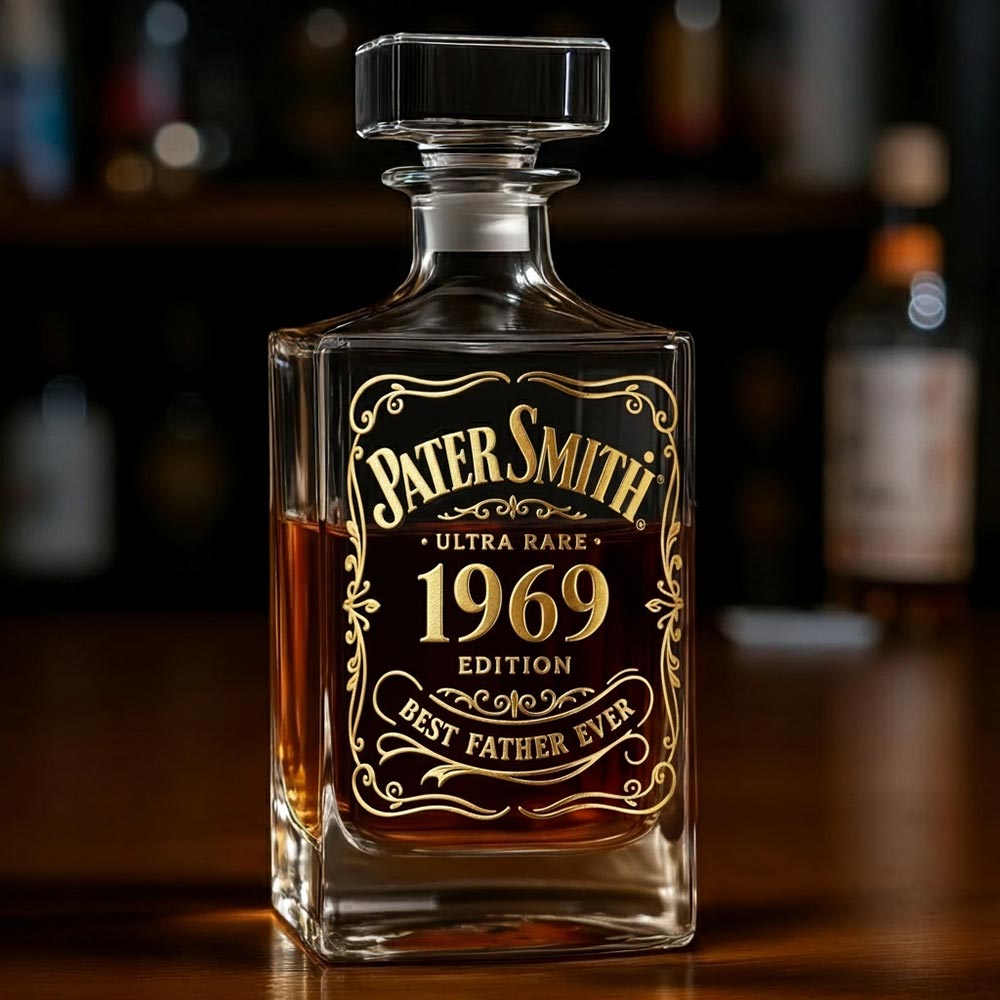 Best Gift For Wiskey Bourbon Cognac... Loving Dad Husband.... - Personalized Whisky Whiskey Decanter Set