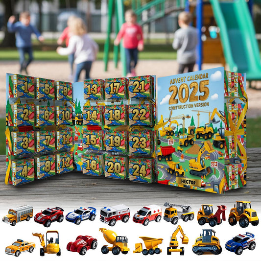 Construction Version - Personalized Kid Folded Advent Calendar With Ornaments