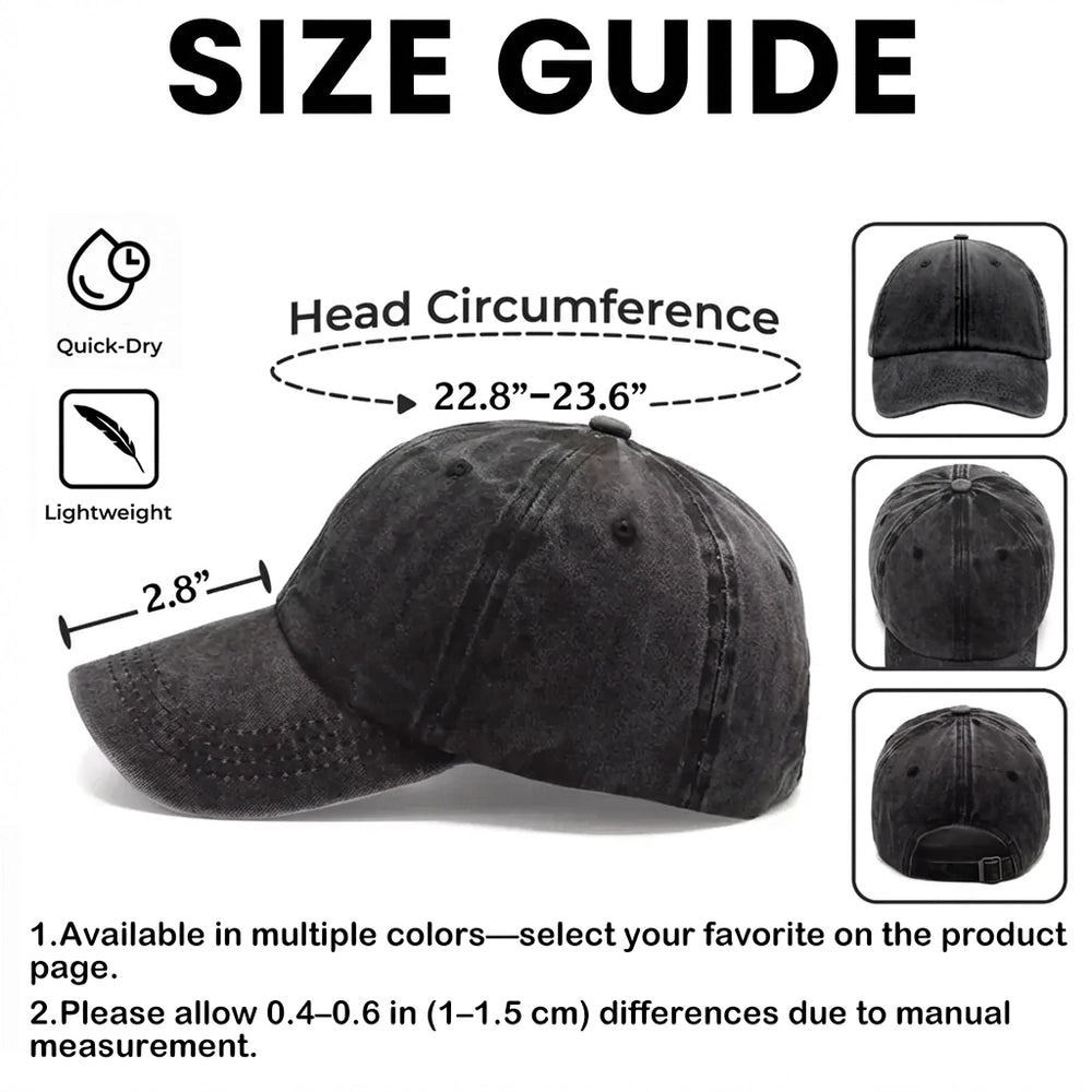 Personalized Washed Denim Baseball Cap with I'm Retired Quote, Funny Everyday Outdoor Wear, Unique Gift for Retiree