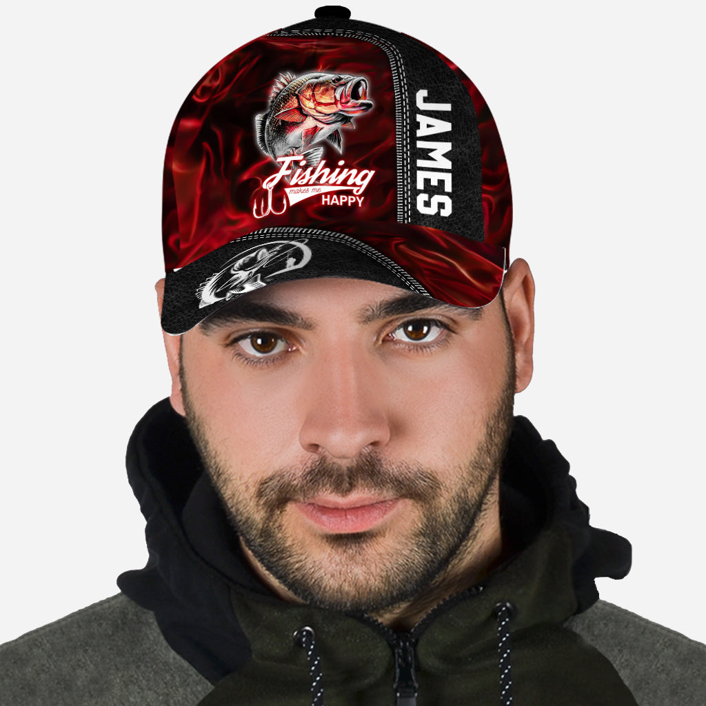 Fishing Makes Me Happy - Personalized Fishing Classic Cap