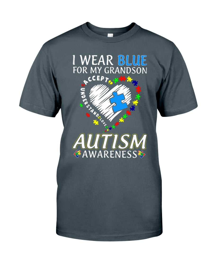 I Wear Blue For My Grandson - Autism Awareness T-shirt and Hoodie 0921