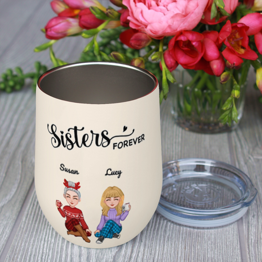 Sisters Forever - Personalized Custom Jewelry Dish, Ornament and Mug- Acrylic Gift Box Shaped - Christmas Gift For Best Friends, BFF, Sisters