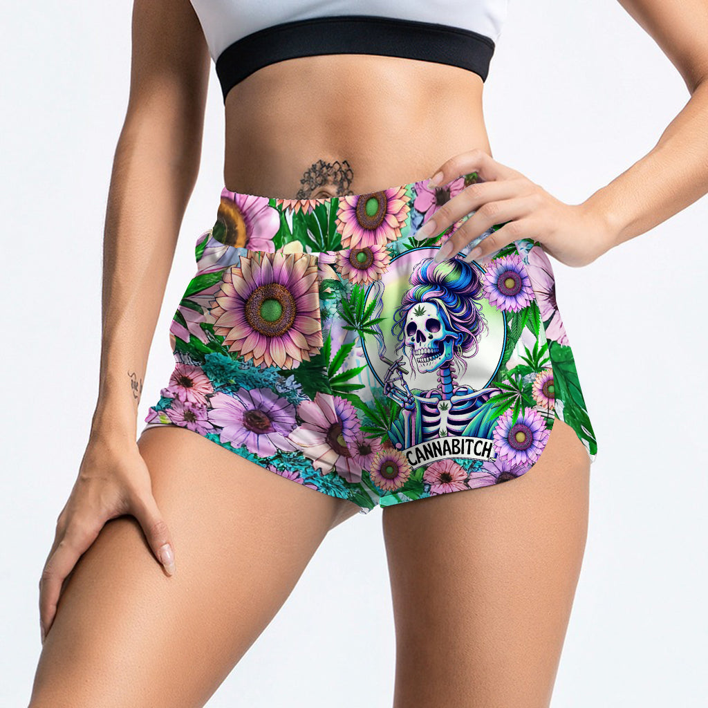 Cannabitch - Personalized Weed Hollow Tank Top and Women Shorts