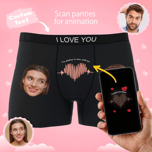 Custom Photo Boxer Electrocardiogram AR View - Personalized Couple Men's boxer briefs