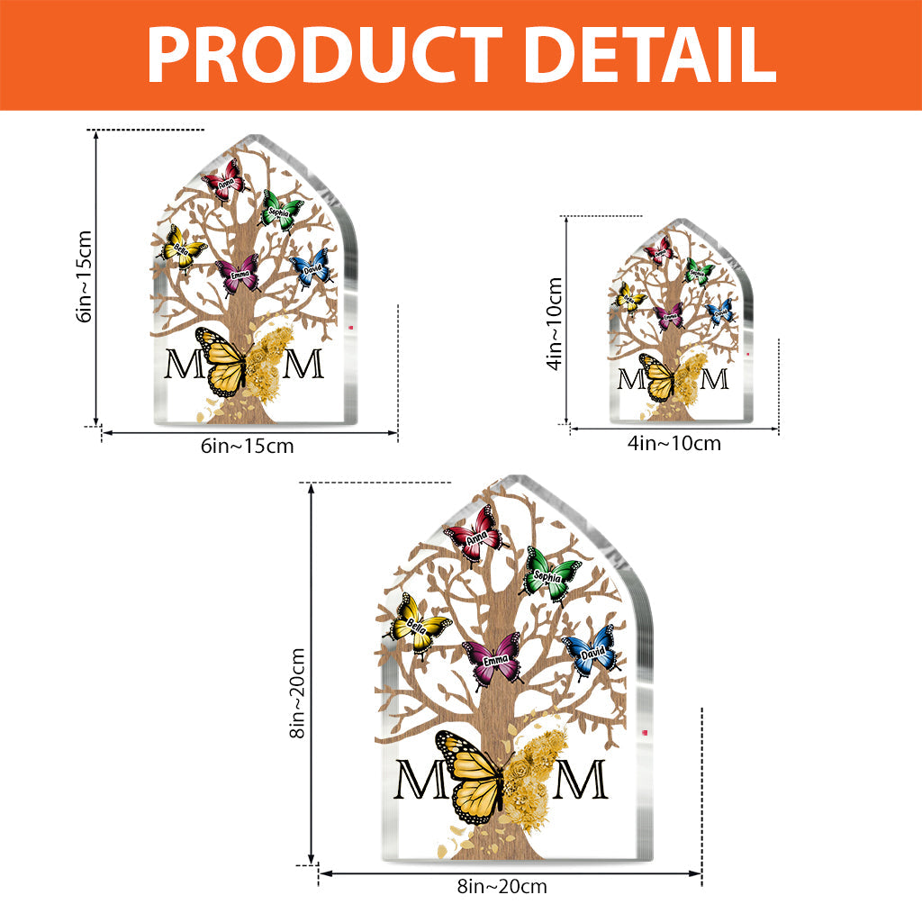 Mom Butterflies - Personalized Mother Custom Shaped Acrylic Plaque