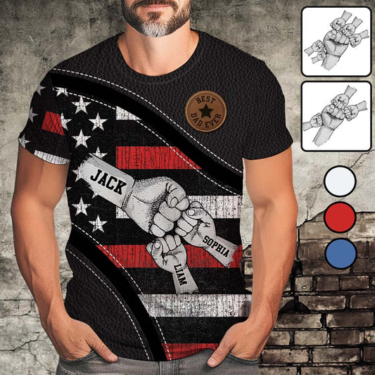 Fist Bump Dad And Children - Personalized Father All Over Shirt