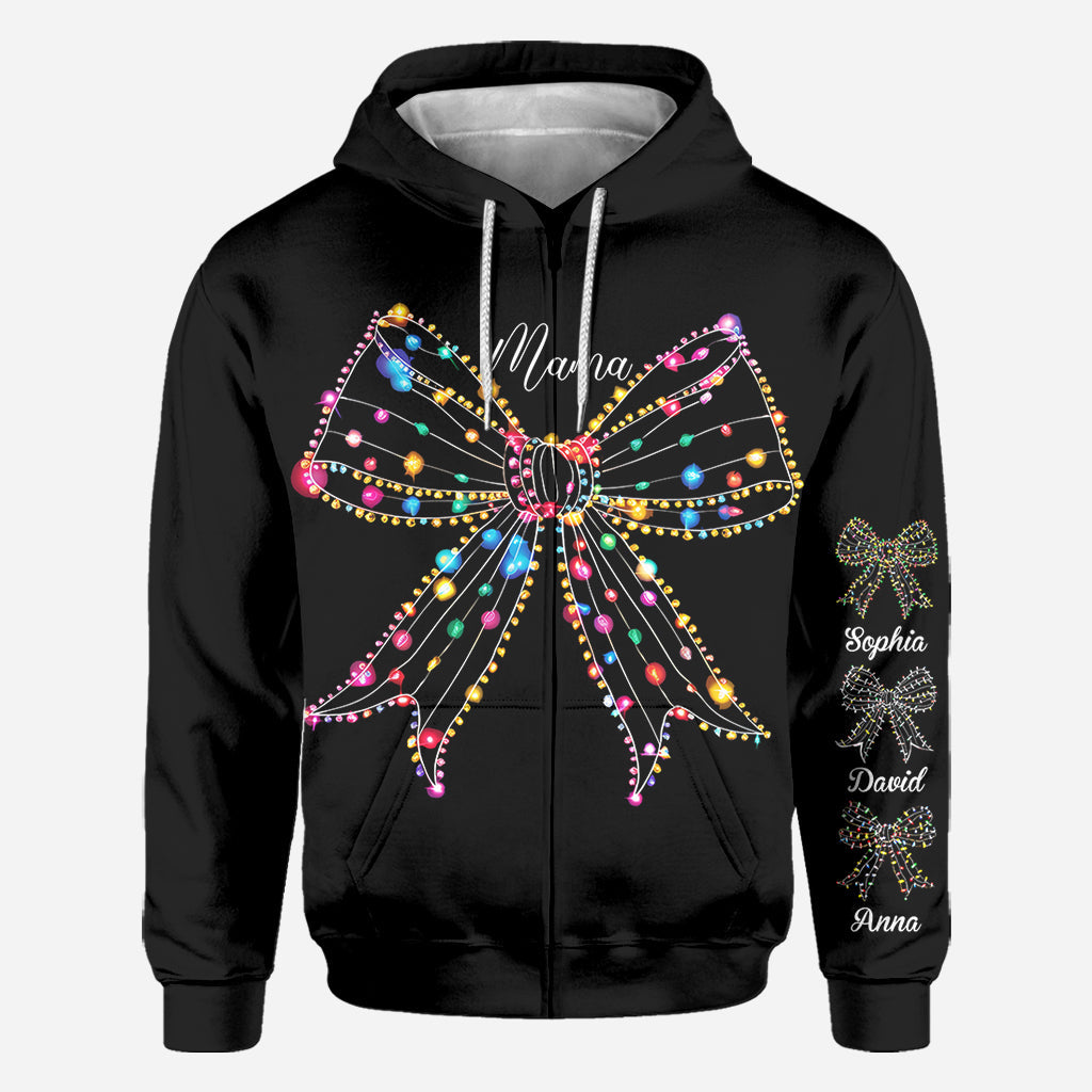 Christmas Light Coquette Bow - Personalized Mother All Over Shirt