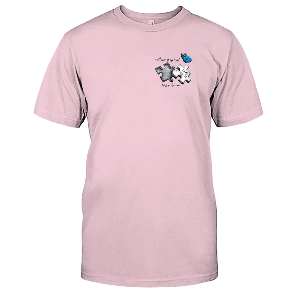 Memorial Butterfly Dragonfly Heaven Feather - Personalized Memorial Embroidered T-shirt