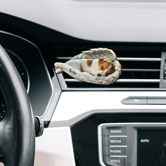 Sleeping Pet Within Angel Wings - Personalized Dog Shaped Car Visor Clip