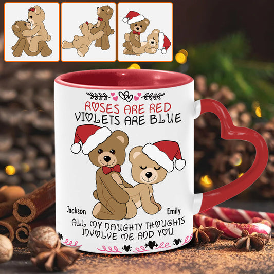 Roses Are Red - Personalized Couple Heart Handle Mug