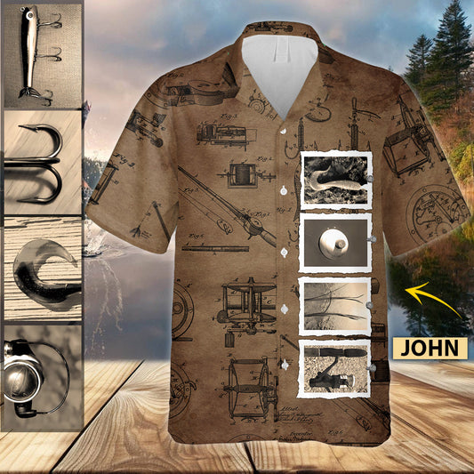Vintage Fishing Custom Name - Personalized Fishing Hawaiian Shirt
