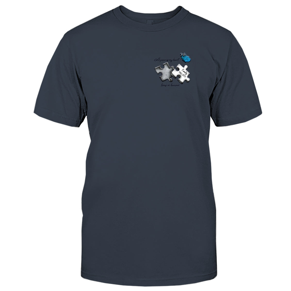 Memorial Butterfly Dragonfly Heaven Feather - Personalized Memorial Embroidered T-shirt