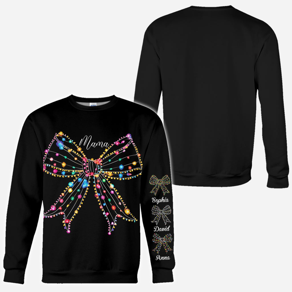 Christmas Light Coquette Bow - Personalized Mother All Over Shirt