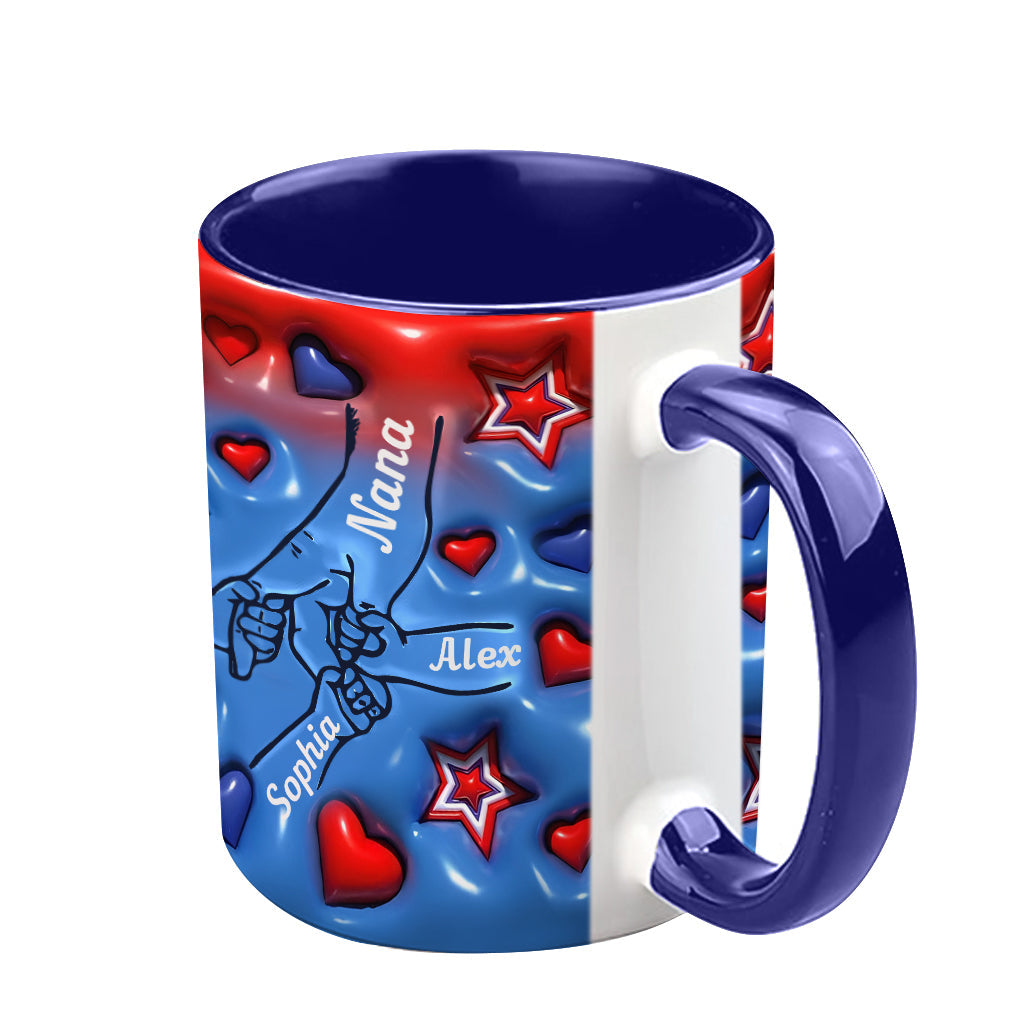 Nana & Grandkids Holding Hands - Personalized Grandma Accent Mug
