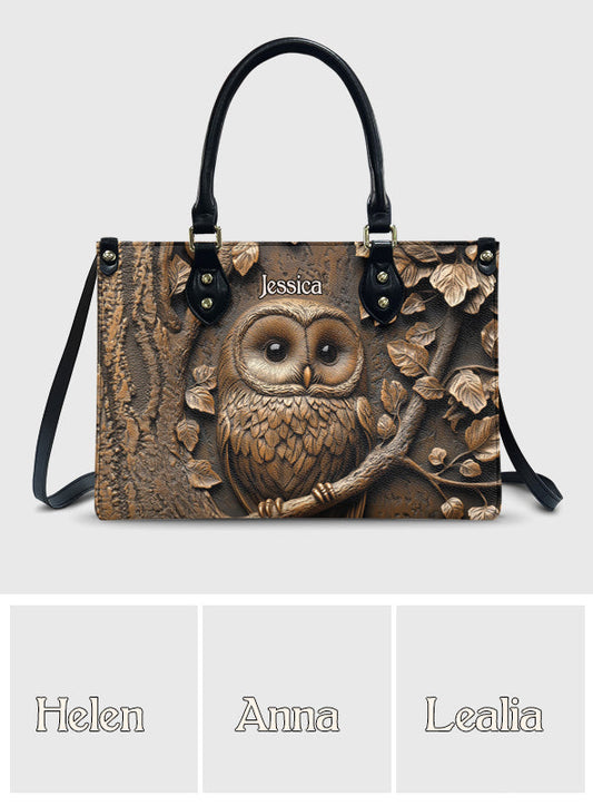 Stunning Owl - Personalized Owl Leather Handbag