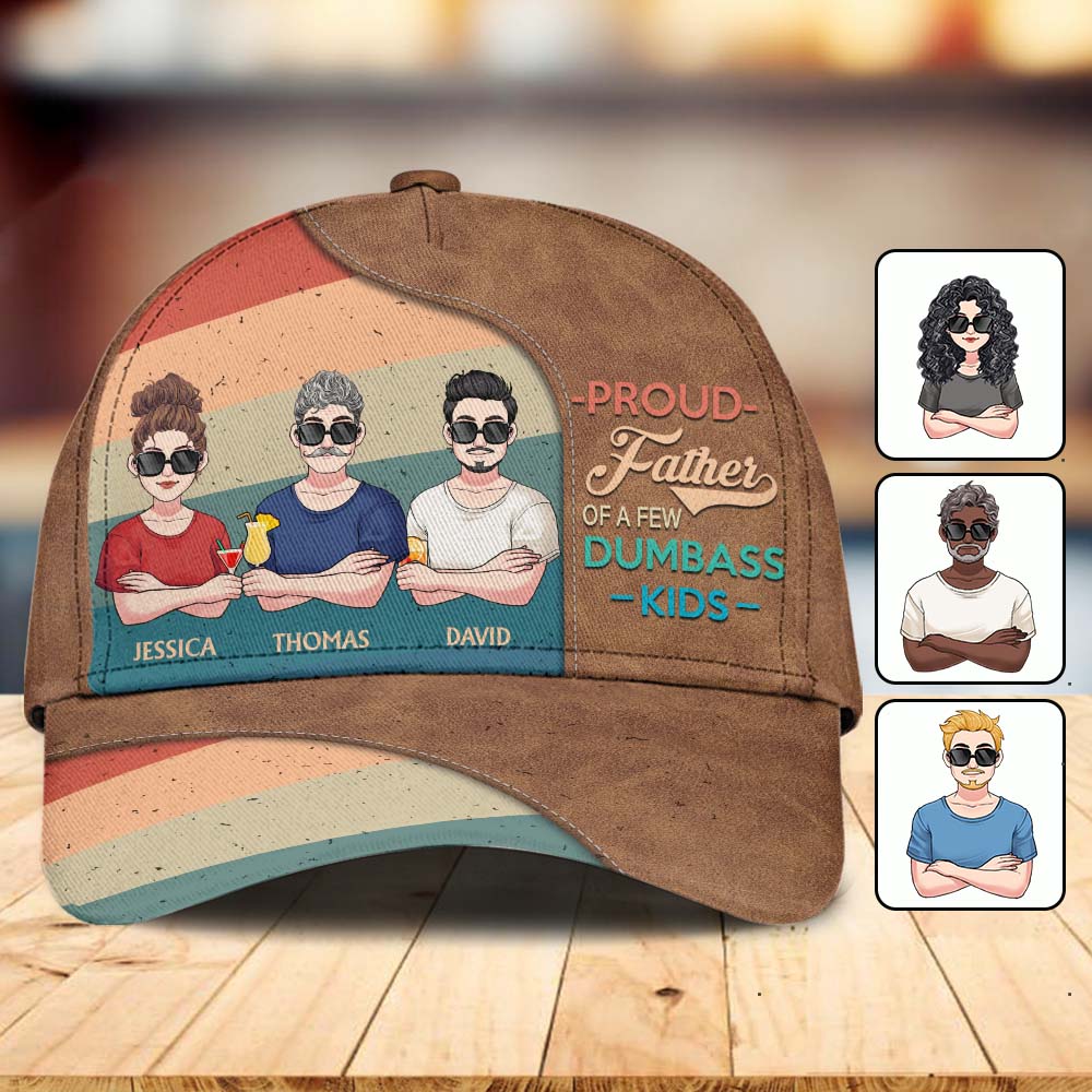Proud Father Mother Grandma Grandpa Of A Few Kids - Personalized Father Classic Cap